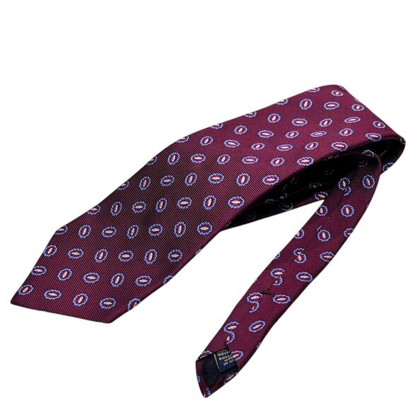 Vintage Brooks Brothers Neck Tie Burgundy Floral Repp Silk Classic Preppy USA - Picture 3 of 9